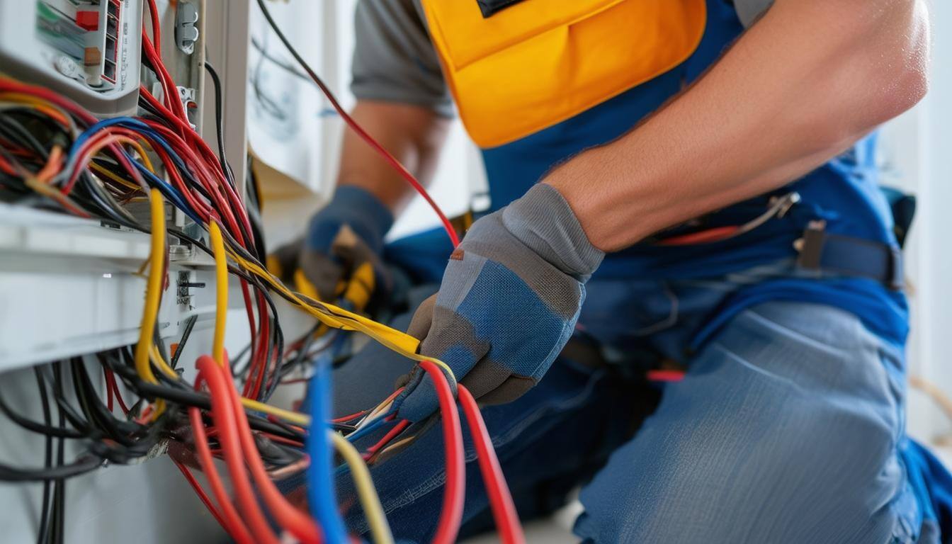 Electrician performing a rewire